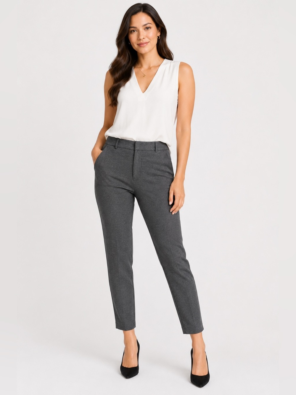 Zara Gray Jersey Knit Stretch Dress Pants Women’s Large Work Career